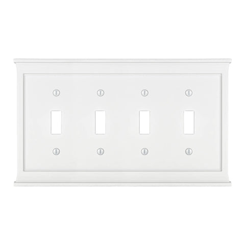 Mantel White Composite - 4 Toggle Wallplate - Wallplate Warehouse 15T4W 070686016473 4 Toggle