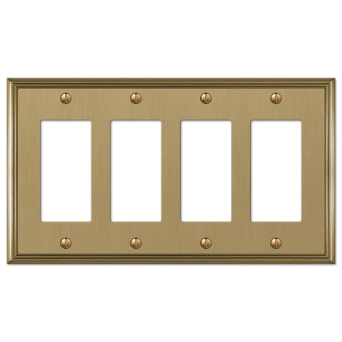 Metro Line Brushed Bronze Cast - 4 Rocker Wallplate - Wallplate Warehouse 77R4BZ 070686585535 4 Rocker