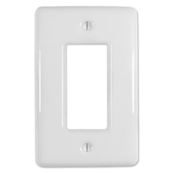 Metro White Ceramic - 1 Rocker Wallplate - Wallplate Warehouse 3000RW 070686006412 1 Rocker