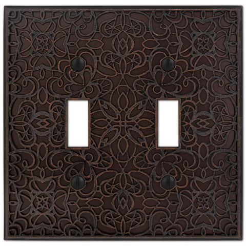 Momfort Aged Bronze Cast - 2 Toggle Wallplate - Wallplate Warehouse 73TTDB 070686585924 2 Toggle