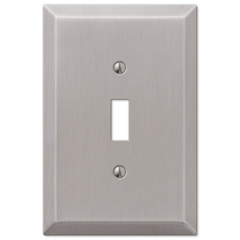 Oversized Brushed Nickel Steel - 1 Toggle Wallplate - Wallplate Warehouse 463TBN 070686572504 1 Toggle