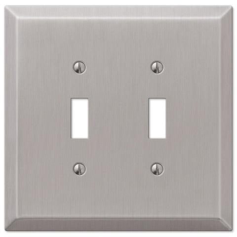 Oversized Brushed Nickel Steel - 2 Toggle Wallplate - Wallplate Warehouse 463TTBN 070686572535 2 Toggle
