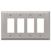 Oversized Brushed Nickel Steel - 4 Rocker Wallplate - Wallplate Warehouse 463R4BN - B 070686021408 4 Rocker