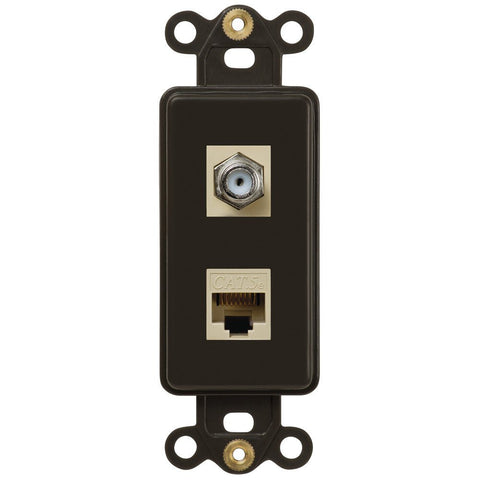 Rocker Insert Brown - 1 Cable Jack / 1 Data Jack - Wallplate Warehouse CXDTB 070686582244 Cable / Data