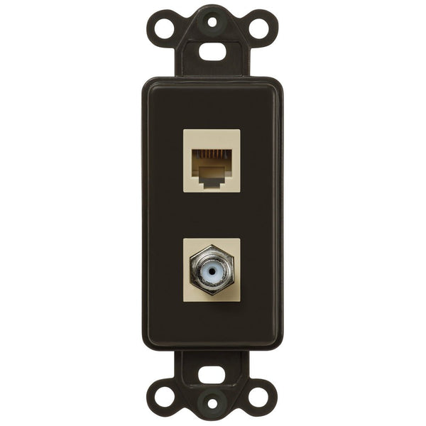 Rocker Insert Brown - 1 Cable Jack / 1 Phone Jack - Wallplate Warehouse CXPHB 070686582220 Phone Jacks