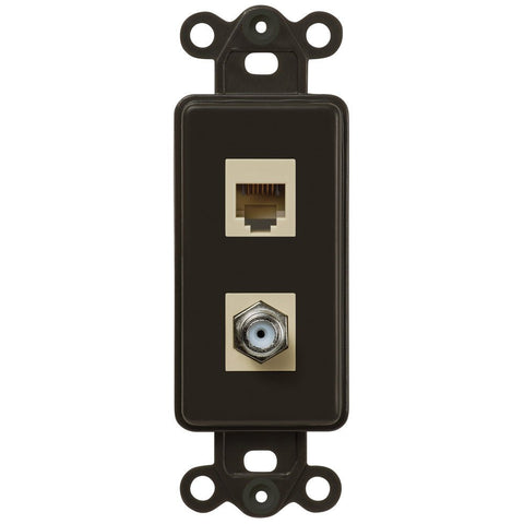 Rocker Insert Brown - 1 Cable Jack / 1 Phone Jack - Wallplate Warehouse CXPHB 070686582220 Phone Jacks