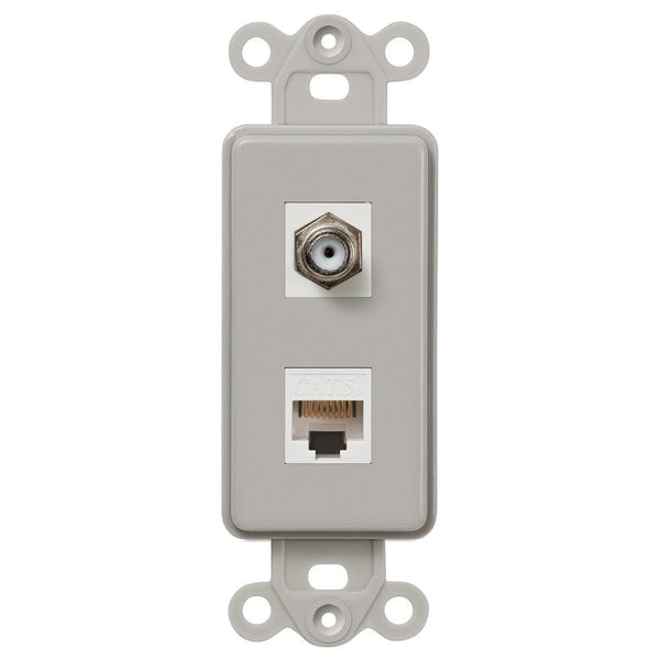 Rocker Insert Gray - 1 Cable Jack / 1 Data Jack - Wallplate Warehouse CXDTG 070686582152 Cable / Data