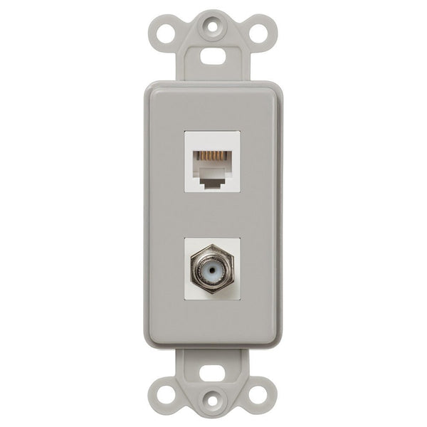 Rocker Insert Gray - 1 Cable Jack / 1 Phone Jack - Wallplate Warehouse CXPHG 070686582138 Phone Jacks