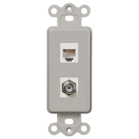 Rocker Insert Gray - 1 Cable Jack / 1 Phone Jack - Wallplate Warehouse CXPHG 070686582138 Phone Jacks