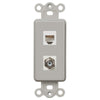 Rocker Insert Gray - 1 Cable Jack / 1 Phone Jack - Wallplate Warehouse CXPHG 070686582138 Phone Jacks