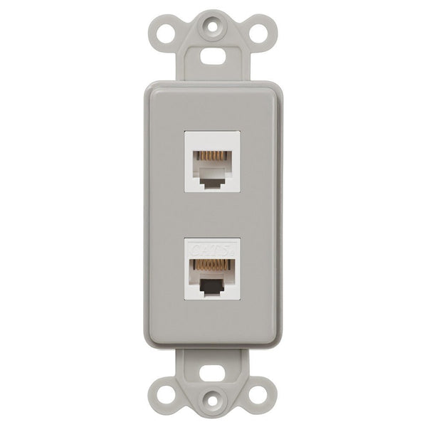 Rocker Insert Gray - 1 Phone Jack / 1 Data Jack - Wallplate Warehouse PHDTG 070686582145 Phone / Data