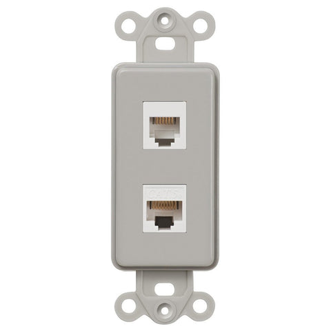 Rocker Insert Gray - 1 Phone Jack / 1 Data Jack - Wallplate Warehouse PHDTG 070686582145 Phone / Data