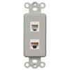 Rocker Insert Gray - 1 Phone Jack / 1 Data Jack - Wallplate Warehouse PHDTG 070686582145 Phone / Data