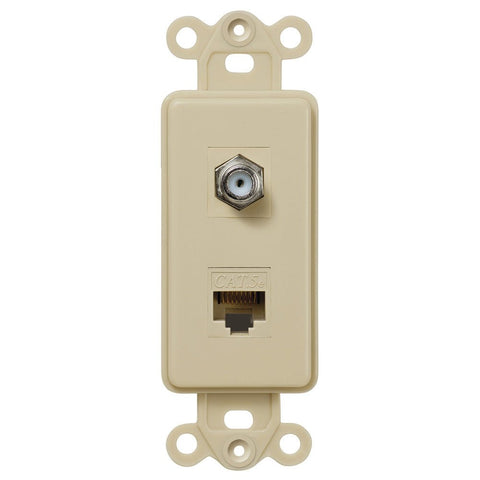 Rocker Insert Ivory - 1 Cable Jack / 1 Data Jack - Wallplate Warehouse CXDTIV 070686582053 Cable / Data