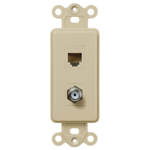 Rocker Insert Ivory - 1 Cable Jack / 1 Phone Jack - Wallplate Warehouse CXPHIV 070686582039 Phone Jacks