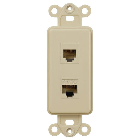 Rocker Insert Ivory - 1 Phone Jack / 1 Data Jack - Wallplate Warehouse PHDTIV 070686582046 Phone / Data