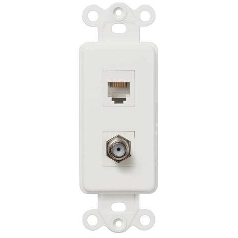Rocker Insert White - 1 Cable Jack / 1 Phone Jack - Wallplate Warehouse CXPHW 070686581933 Phone Jacks