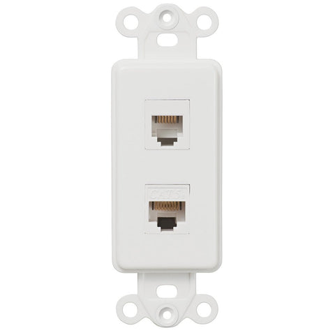 Rocker Insert White - 1 Phone Jack / 1 Data Jack - Wallplate Warehouse PHDTW 070686581940 Phone / Data