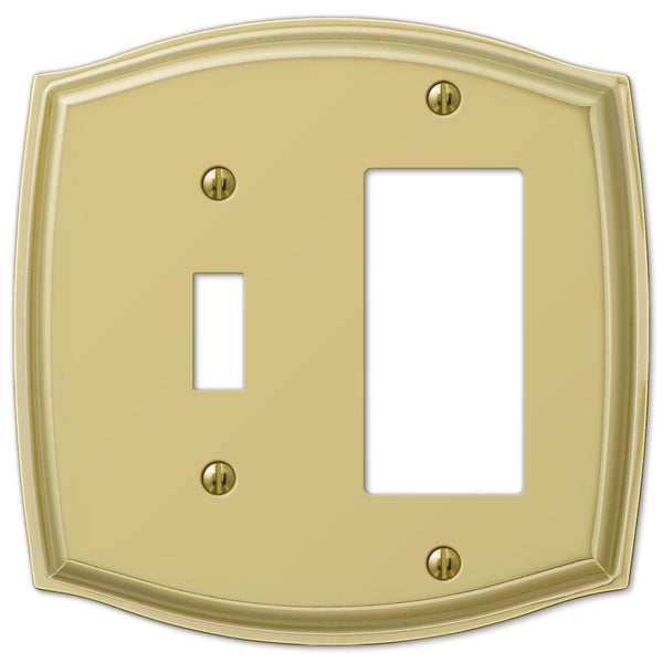 Sonoma Polished Brass Steel - 1 Toggle / 1 Rocker Wallplate - Wallplate Warehouse 159TRBR 070686573266 1 Toggle / 1 Rocker
