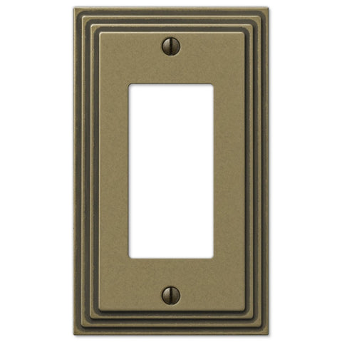 Steps Rustic Brass Cast - 1 Rocker Wallplate - Wallplate Warehouse 84RRB 070686331149 1 Rocker