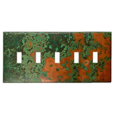 Verde Copper - 5 Toggle Wallplate - Wallplate Warehouse VERDCOP5T 819332025830 5 Toggle