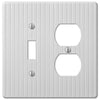 Embossed Line White Steel - 1 Toggle / 1 Duplex Outlet Wallplate - Wallplate Warehouse