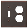 Manhattan Aged Bronze Cast - 1 Toggle / 1 Duplex Outlet Wallplate - Wallplate Warehouse