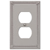 Imperial Bead Brushed Nickel Cast - 1 Duplex Outlet Wallplate - Wallplate Warehouse