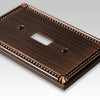Imperial Bead Aged Bronze Cast - 1 Toggle / 1 Duplex Wallplate