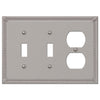 Imperial Bead Brushed Nickel Cast - 2 Toggle / 1 Duplex Outlet Wallplate - Wallplate Warehouse