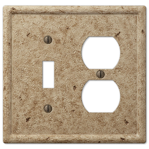 Faux Stone Noce Resin - 1 Toggle / 1 Duplex Outlet Wallplate - Wallplate Warehouse