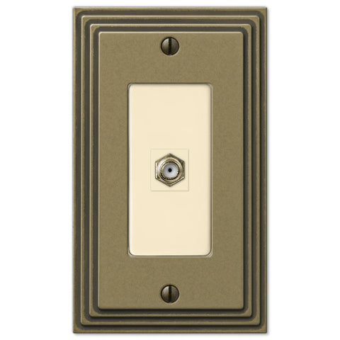 Steps Rustic Brass Cast - 1 Cable Jack Wallplate - Wallplate Warehouse
