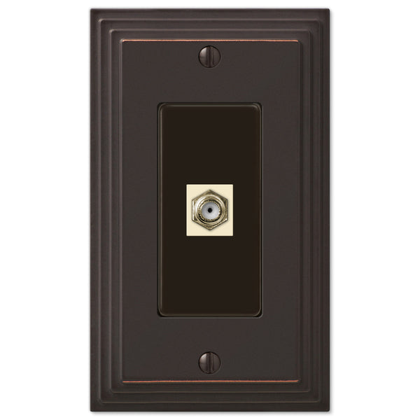 Steps Aged Bronze Cast - 1 Cable Jack Wallplate - Wallplate Warehouse