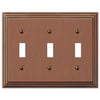 Steps Antique Copper Cast - 3 Toggle Wallplate - Wallplate Warehouse