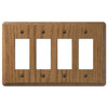 Contemporary Medium Oak Wood - 4 Rocker Wallplate - Wallplate Warehouse
