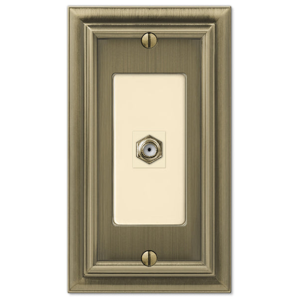 Continental Brushed Brass Cast - 1 Cable Jack Wallplate - Wallplate Warehouse