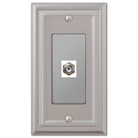 Continental Satin Nickel Cast - 1 Cable Jack Wallplate - Wallplate Warehouse