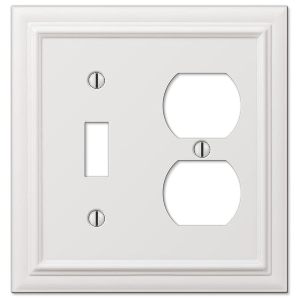 Continental White Cast - 1 Toggle / 1 Duplex Outlet Wallplate - Wallplate Warehouse