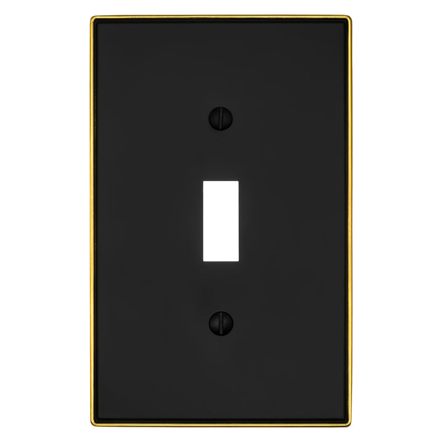 Halle Matte Black w/ Champagne Bronze Border - Wallplate Warehouse