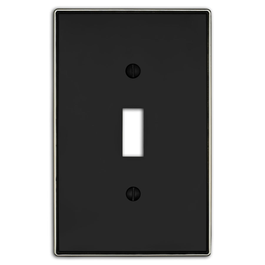 Halle Matte Black w/ Nickel Border - Wallplate Warehouse