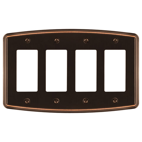 Irvine Aged Bronze - 4 Rocker Wallplate