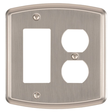 Irvine Brushed Nickel - 1 Rocker/1 Duplex Wallplate