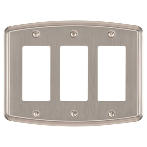 Irvine Brushed Nickel - 3 Rocker Wallplate