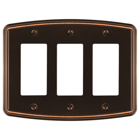 Irvine Aged Bronze - 3 Rocker Wallplate