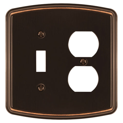 Irvine Aged Bronze - 1 Toggle/1 Duplex Wallplate