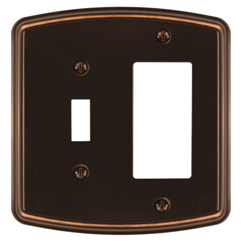 Irvine Aged Bronze - 1 Toggle/1 Rocker Wallplate