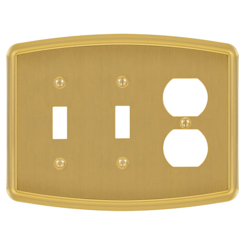 Irvine Brushed Gold - 2 Toggle/1 Duplex Wallplate