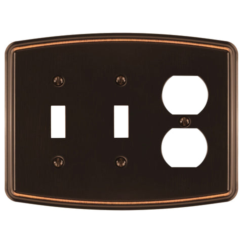 Irvine Aged Bronze - 2 Toggle/1 Duplex Wallplate