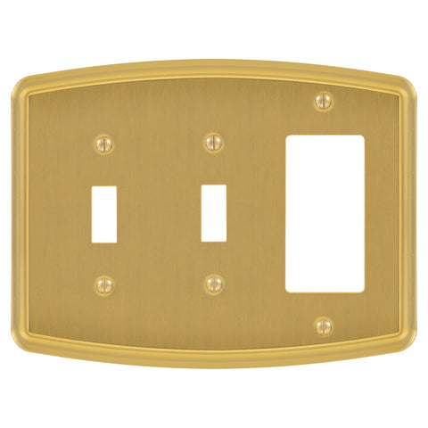 Irvine Brushed Gold - 2 Toggle/1 Rocker Wallplate