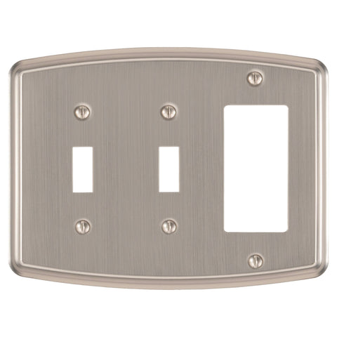 Irvine Brushed Nickel - 2 Toggle/1 Rocker Wallplate